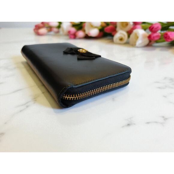 GUCCI GG Marmont Ribbon Long Wallet Round Zipper Black Leather - Authentic - Picture 8 of 13